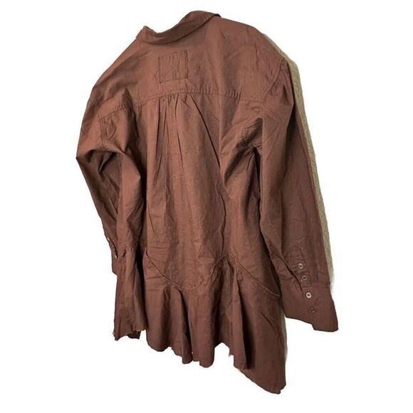 Free People Women Sz Medium Tunic We The Free Freya Poplin Oversized Button Top - Picture 2 of 15